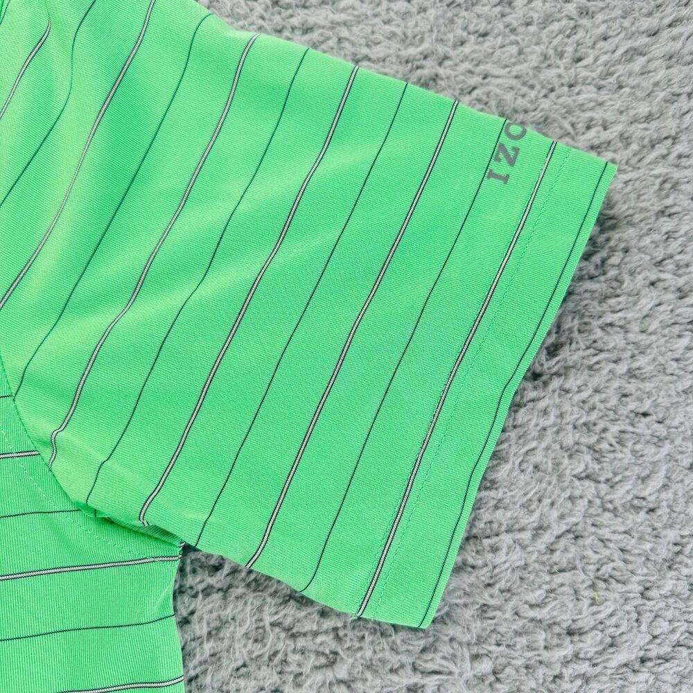 IZOD Golf Polo Shirt Mens M Green Blue Striped Short Sleeve Athletic Outdoor - Picture 2 of 9